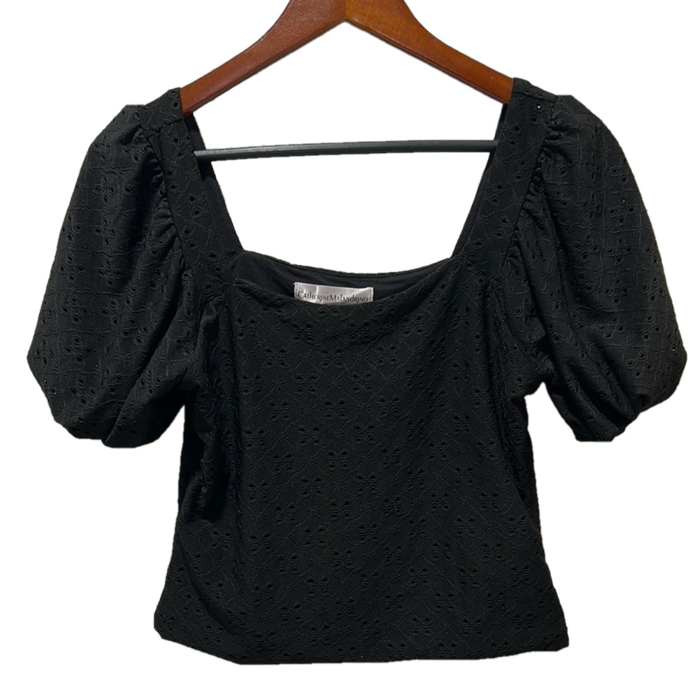 🪞Catherine Malandrino Elegant Black Puff Sleeve Top size S/P GUC